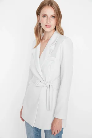 Trendyol Gray Woven Tie Detail Blazer Jacket