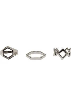 Urban classics Grafický prsten 3-Pack - stříbrné barvy