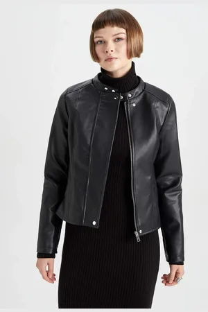 DeFacto Water Repellent Faux Leather Biker Jacket