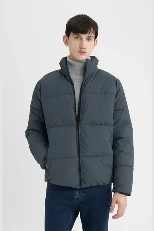 DeFacto Water Repellent Slim Fit Tight Puffer Jacket Cut Stand Collar Zippered Pocket Lined