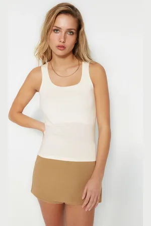 Trendyol Ecru Square Collar Fitted/Flexible Knitted Undershirt