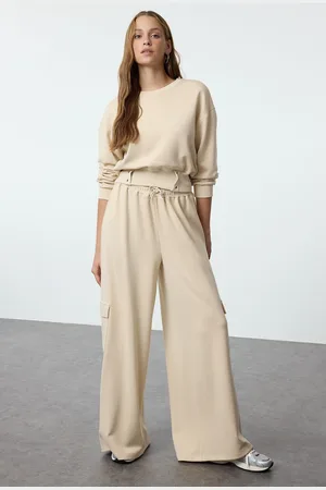 Trendyol Stone Cargo Pocket Soft Touch Tube Leg Knitted Sweatpants