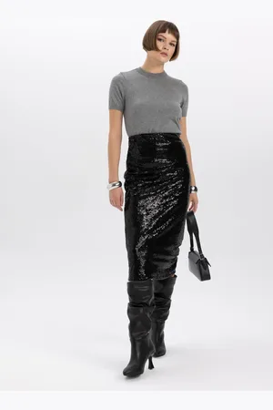 DeFacto Sequined Normal Waist Lined Midi Skirt