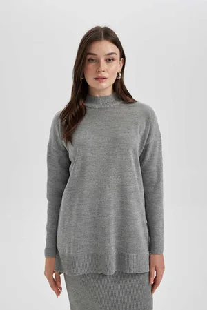 DeFacto Regular Fit Half Turtleneck Basic Plain Knitwear Sweater Tunic