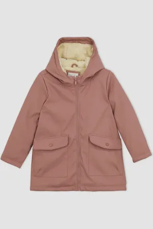 DeFacto Girls Waterproof Plush Lined Hooded Raincoat