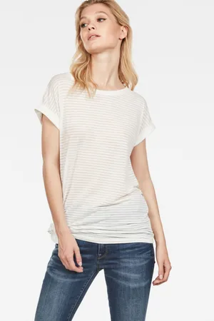 G-Star T-shirt - G-STAR Luge knotted r t wmn cap sl beige