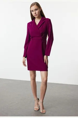 Trendyol Plum Jacket Collar Mini Woven Dress