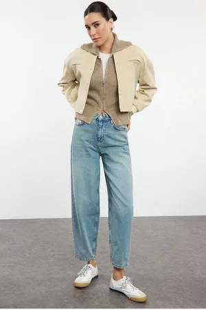 Trendyol Light Blue High Waist Barrel Baggy Jeans