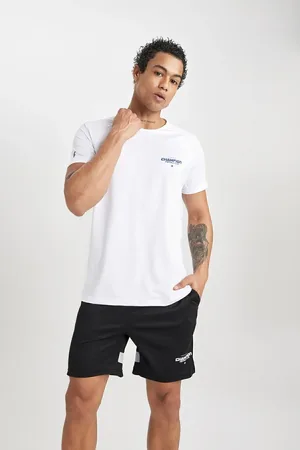 DeFacto Fit Slim Fit Narrow Cut Crew Neck Printed Short Sleeve Sports T-Shirt
