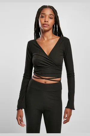 Urban classics Dámský dlouhý rukáv s dlouhým rukávem Cropped Rib Wrapped