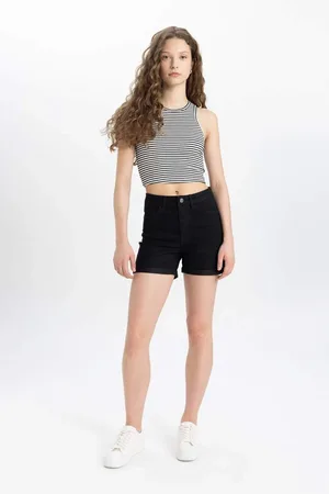 DeFacto Normal Waist Folded Leg Basic Jean Shorts