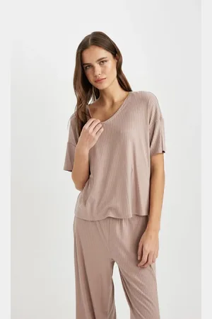 DeFacto Fall In Love Regular Fit V-Neck Casual Short Sleeve Pajama Top