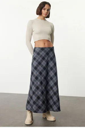 Trendyol Multicolor Low Waist Plaid Pattern A-line Maxi Length Woven Skirt