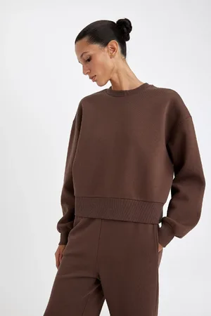 DeFacto Boxy Fit Crew Neck Thick Fabric Plain Sweatshirt