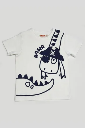 Denokids Pirát Dino Chlapec Bílá Hřebenová Bavlněné Tričko