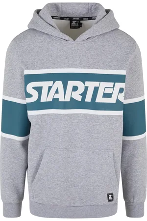 STARTER BLACK LABEL Pánská mikina s kapucí Starter Across Stripe Hoodie šedý melír/tyrkysový