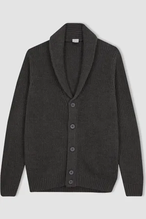 DeFacto Standard Fit Regular Cut Shawl Collar Buttoned Knitted Cardigan R1492az23au