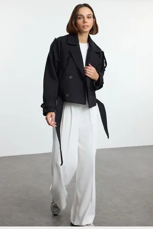 Trendyol Black Soft Textured Seasonal Short Oversize Cashmere Jacket Coat