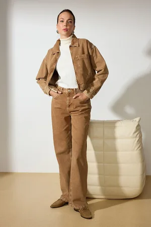 Trendyol Brown High Waist Wide Leg Jeans