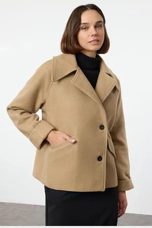 Trendyol Beige Regular Short Woolen Jacket Coat