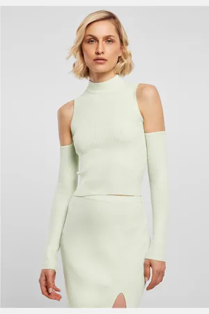 Urban classics Ladies Rib Knit Cut Out Sleeve Longsleeve lightmint
