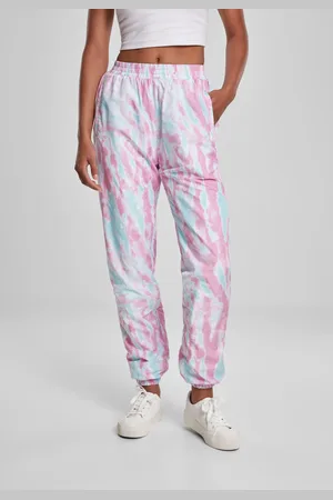 Urban classics Dámské kalhoty Tie Dye Track aquablue/růžové