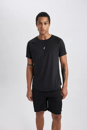 DeFacto Fit Slim Fit Narrow Cut Crew Neck Printed Sports Short Sleeve T-Shirt