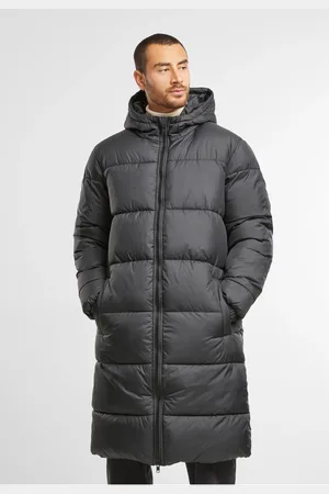 Urban classics Pánský dlouhý prošívaný kabát černý