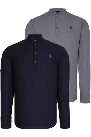 Dewberry DOUBLE SET G783 JUDGE COLLAR SHIRT-NAVY - ANTHRACITE