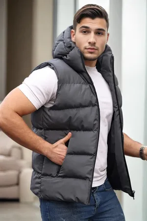 Dewberry 98149 Hooded Mens Vest-ANTHRACITE