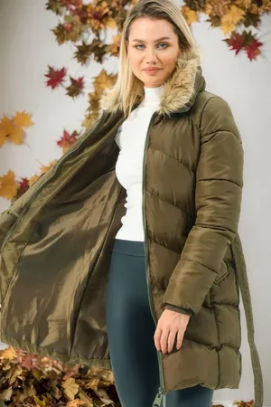 Dewberry Z6767 DÁMSKÝ KABÁT - JEDNOBAREVNÁ KHAKI