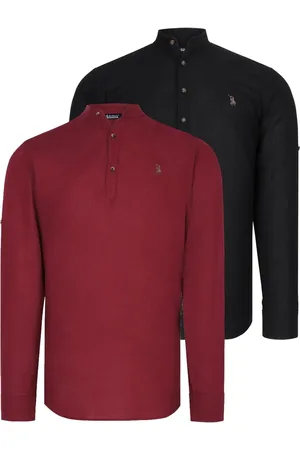 Dewberry DOUBLE SET G783 JUDGE COLLAR SHIRT-BLACK-BURGUNDY