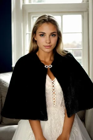 Dewberry 61601 Long Brooch Bridal Bolero Shawl-BLACK