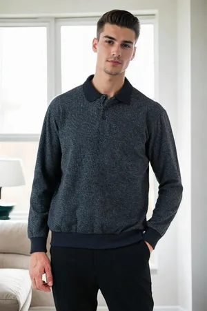 Dewberry 77856 Polo Neck Mens Sweater-NAVY BLUE