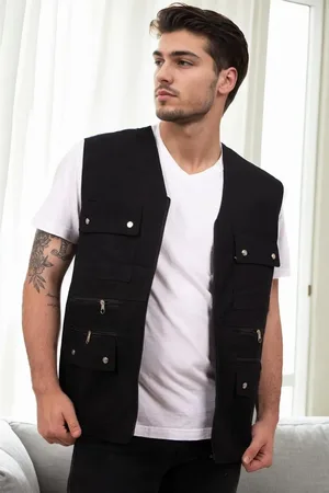 Dewberry 94105 Multi-Pocket Mens Vest-BLACK