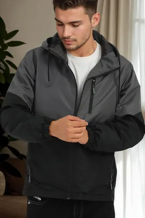 Dewberry 23691 Two Color Hooded Mens Sports Coat-ANTHRACITE-BLACK