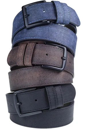 Dewberry R0928 Set Of 3 Mens Belt For Jeans And Canvas-BLACK-BROWN-NAVY