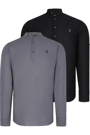 Dewberry DOUBLE SET G783 JUDGE COLLAR SHIRT-BLACK-ANTHRACITE