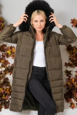 Dewberry Z6740 DÁMSKÝ KABÁT - JEDNOBAREVNÁ KHAKI