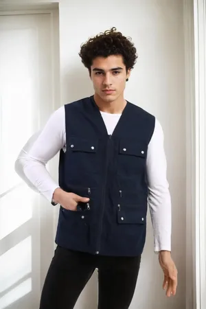 Dewberry 94105 Multi-Pocket Mens Vest-NAVY