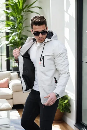 Dewberry 86622 Hooded Mens Seasonal Jacket-BEIGE