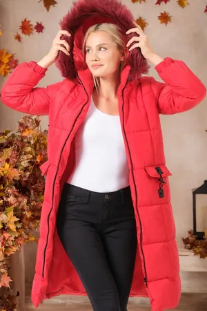 Dewberry Z6706 LADIES COAT-PLAIN RED