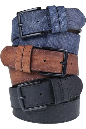 Dewberry R0928 Set Of 3 Mens Belt For Jeans And Canvas-BLACK-NAVY-TABA