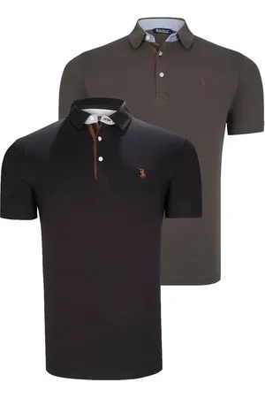 Dewberry DUAL SET T8582 PÁNSKÉ TRIČKO-BLACK-KHAKI