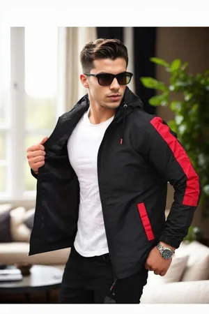 Dewberry 84690 Seasonal Mens Jacket-BLACK-RED