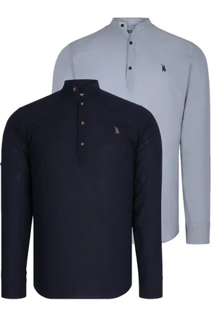 Dewberry DOUBLE SET G783 JUDGE COLLAR SHIRT-NAVY BLUE - GREY
