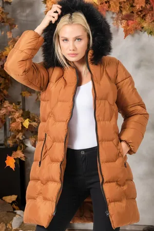 Dewberry Z6760 DÁMSKÝ KABÁT - JEDNODUCHÝ TAN