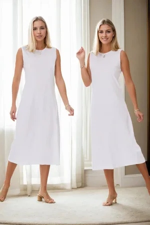 Dewberry E2145 Set of Two Women Dresses-WHITE-WHITE