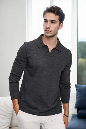Dewberry 86813 Polo Neck Long Sleeve Knitwear-ANTHRACITE