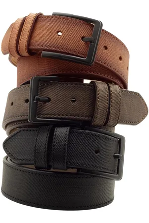 Dewberry R0928 Set Of 3 Mens Belt For Jeans And Canvas-BLACK-BROWN-TABA